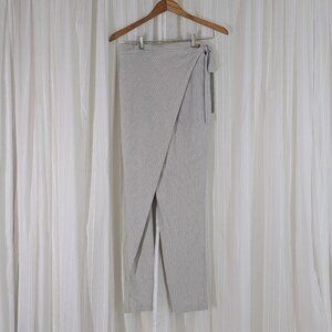 Mantalon Classic Wrap Pants - Gray-Cream Pinstripe - Women's Multi-Size 8-10-12